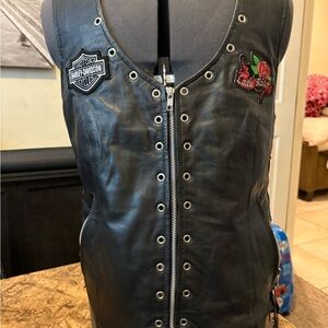 Harley-Davidson Black Leather Vest with Patches
